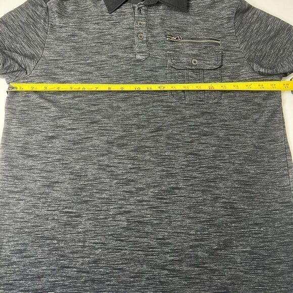 Montage Men's Short Sleeve Polo Shirt Large Collared Striped Charcoal Gray L - Picture 8 of 12
